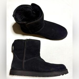 Ugg Uggs Australia Women’s Sz 8 39 Black Suede Shearling Short Winter Boots